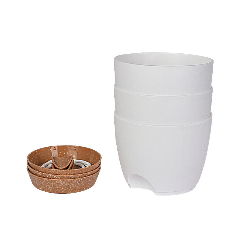 Self-Watering Planters Set of 3, 6.5" Round Pots