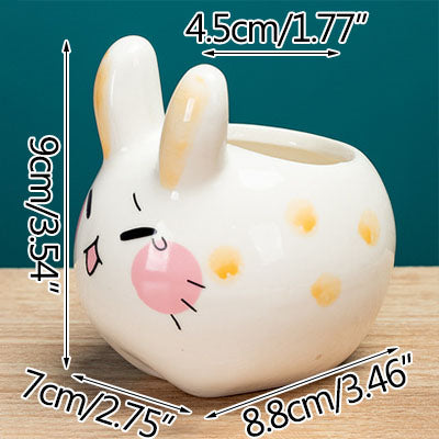 Hand-Painted Animal Succulent Pot, 3.5" Ceramic