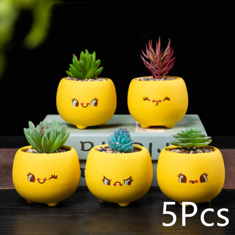 Mini Succulent Pots Set of 5, 2.8" Glazed Ceramic