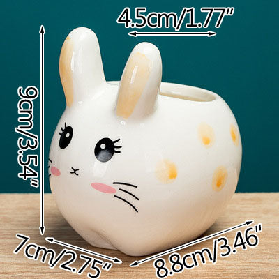 Hand-Painted Animal Succulent Pot, 3.5" Ceramic