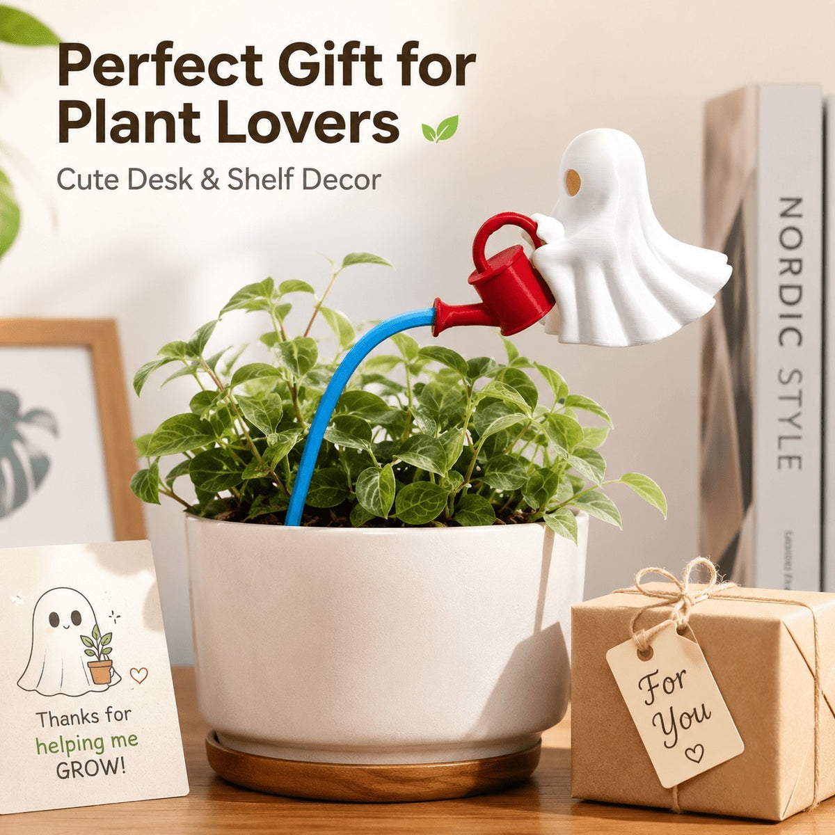 Ghost Plant Decor, Watering Can Desk Ornament