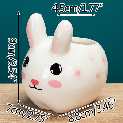 Hand-Painted Animal Succulent Pot, 3.5" Ceramic