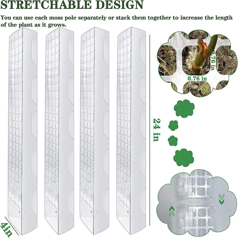Plastic Moss Pole 23.6" for Climbing Plants, Stackable