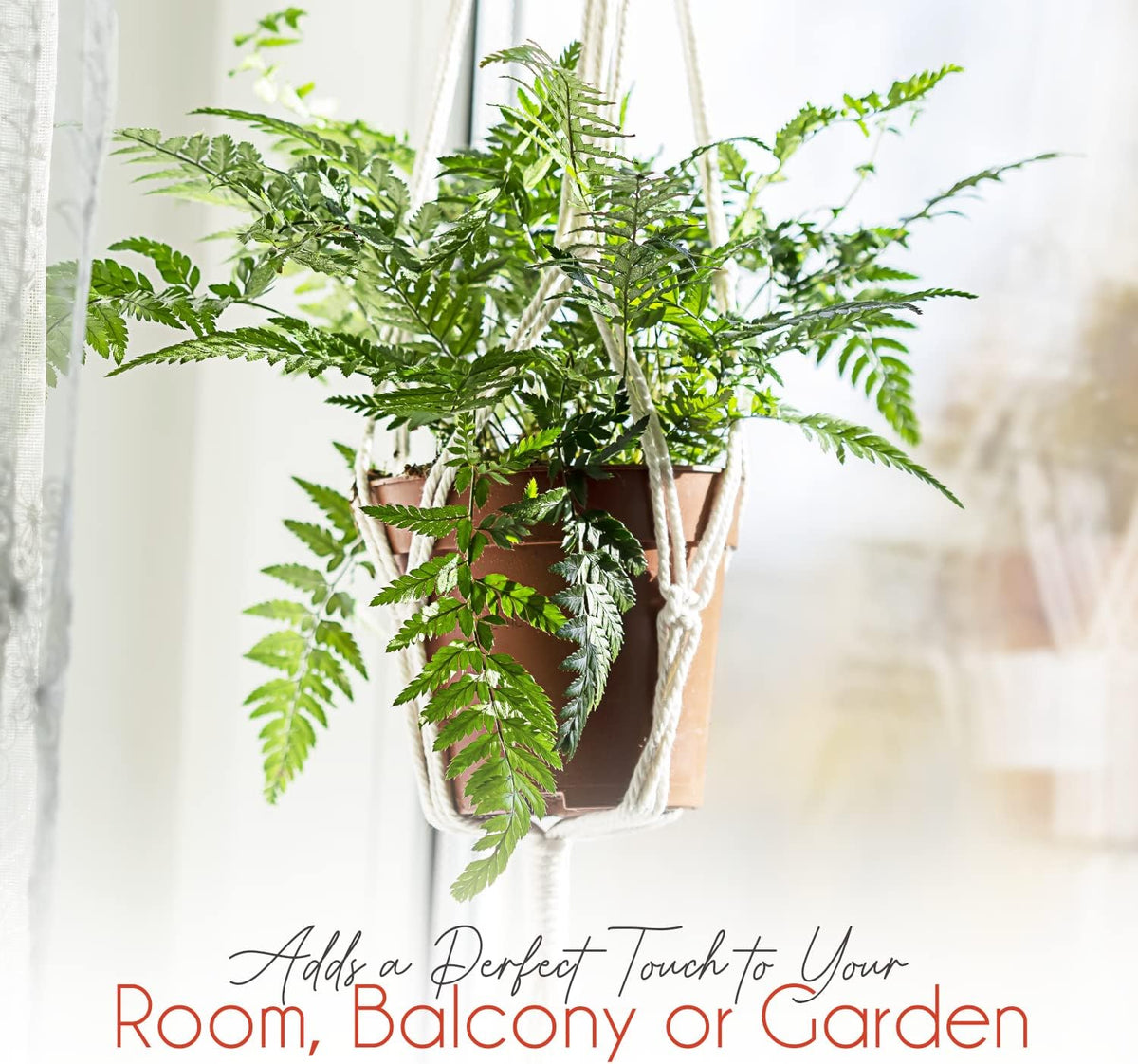 Macrame Plant Hangers 6 Pack, Large Handmade with Hooks