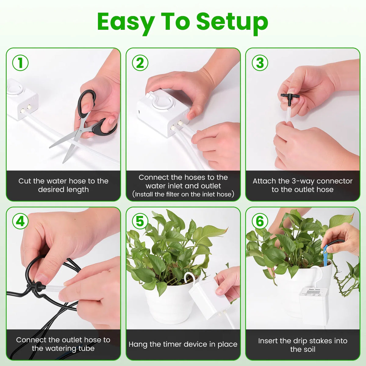 Automatic Plant Watering System, Rechargeable with Timer