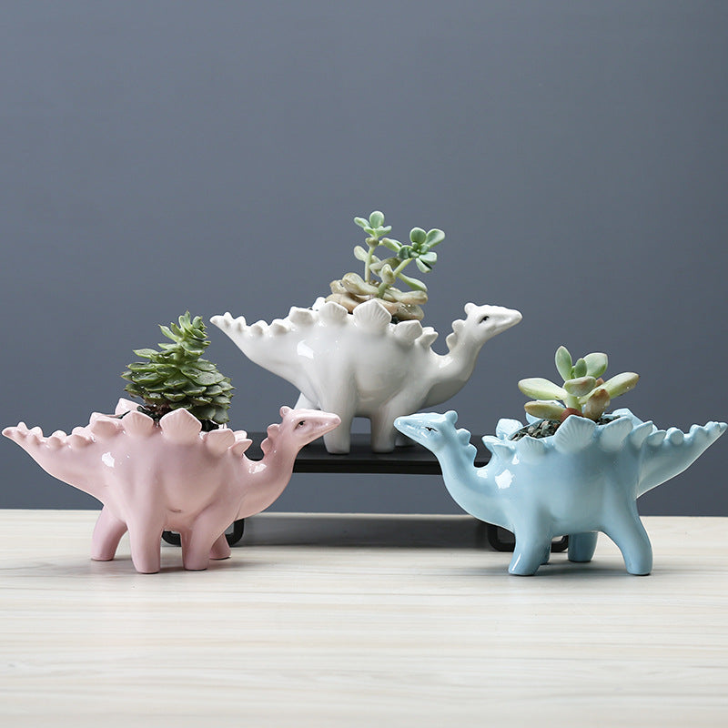 Dinosaur Succulent Planter, Handmade Glazed Ceramic