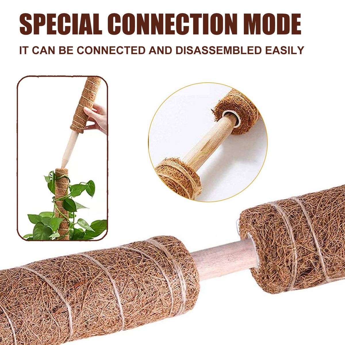 Coco Coir Moss Pole for Monstera, Extendable Totem