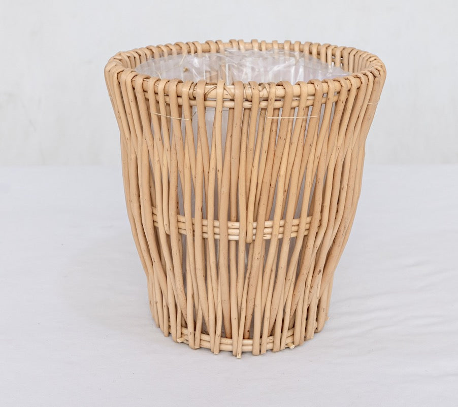 Wicker Planter Basket, Handwoven Willow with Liner