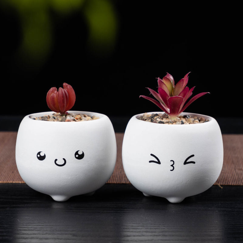 Mini Succulent Pots Set of 5, 2.8" Glazed Ceramic