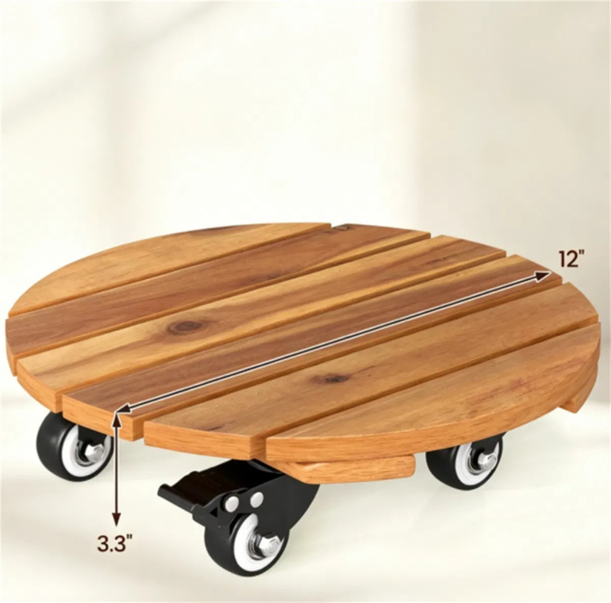 Wooden Plant Caddy with Wheels, Set of 2 Acacia Movers