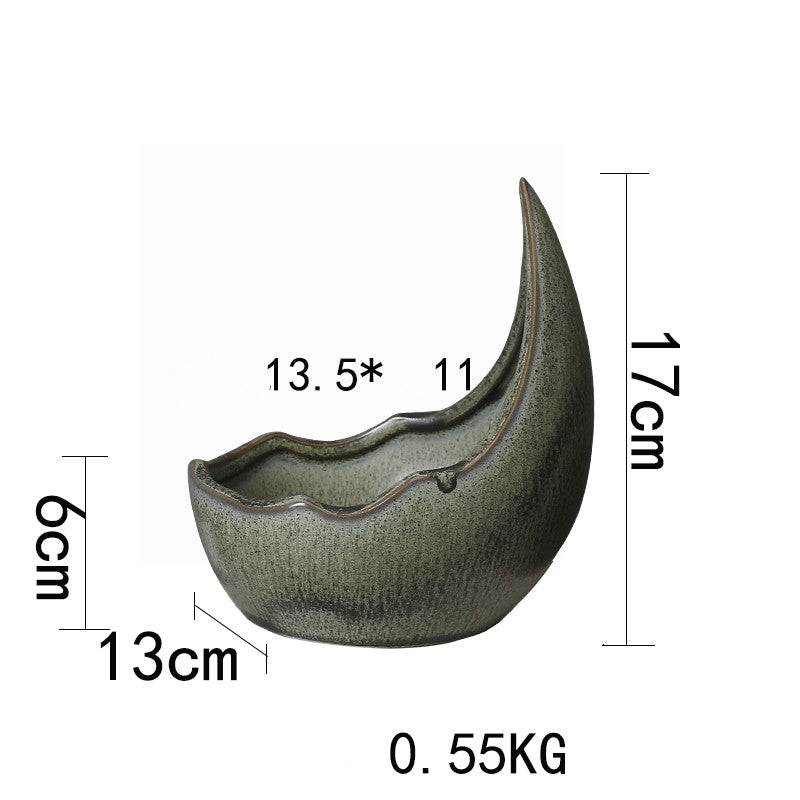 Crescent Moon Ceramic Planter, Matte Nordic Pot