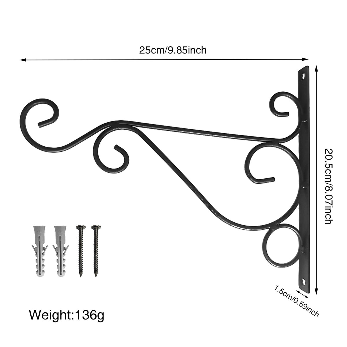 Plant Hanger Bracket, Rustic Iron Wall Hook