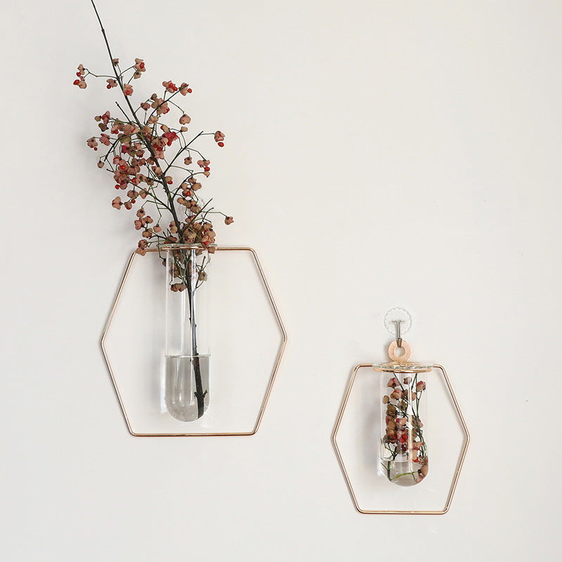 Wall Propagation Station, Gold Geometric Test Tube Vase