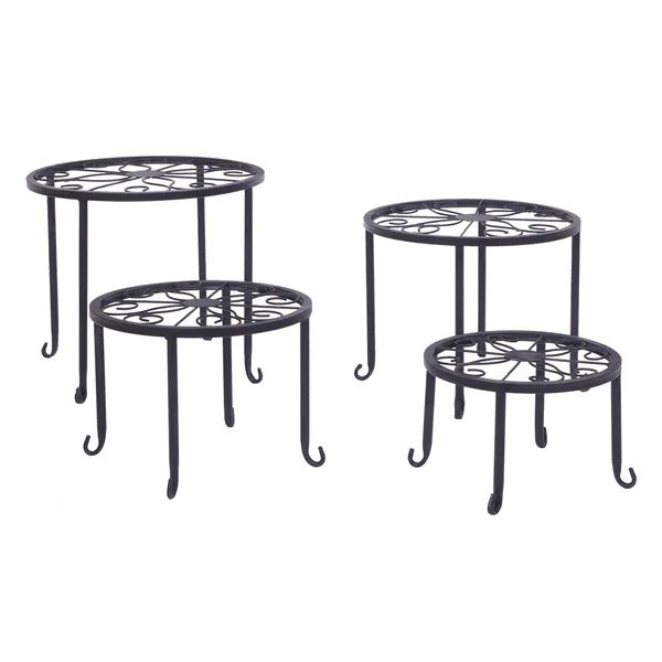 Metal Plant Stands Set of 4, Black Round Nesting Stands