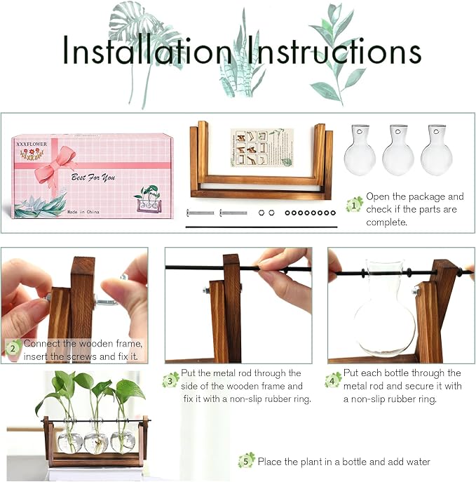 Glass Terrarium Propagation Stand, 3 Bulbs on Wood Base