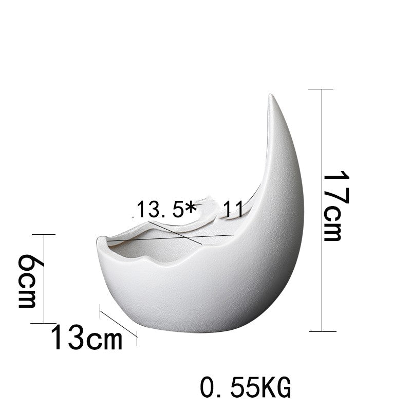 Crescent Moon Ceramic Planter, Matte Nordic Pot