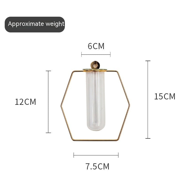 Wall Propagation Station, Gold Geometric Test Tube Vase