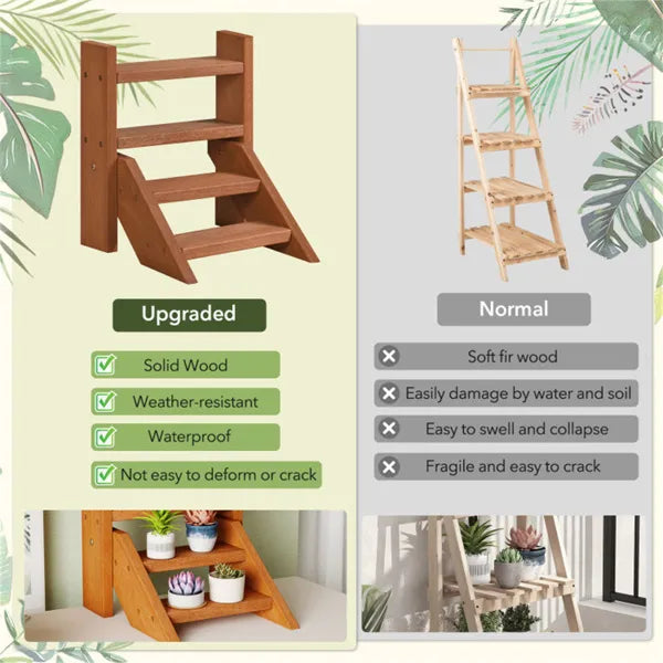 Tiered Wooden Plant Stand, Compact Succulent Rack