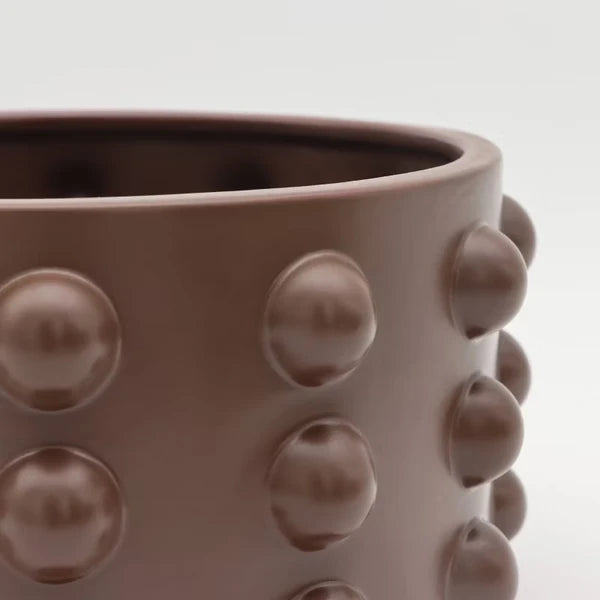 Textured Planter Pot 5", Matte Brown Sculptural Design