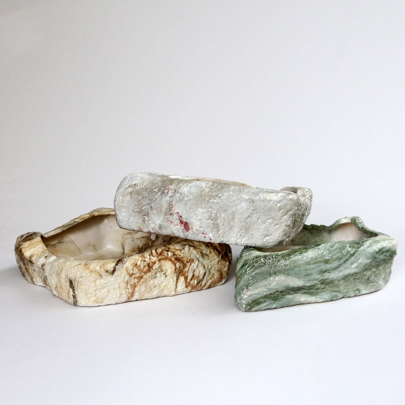 Shallow Succulent Tray Planter, Glazed Ceramic