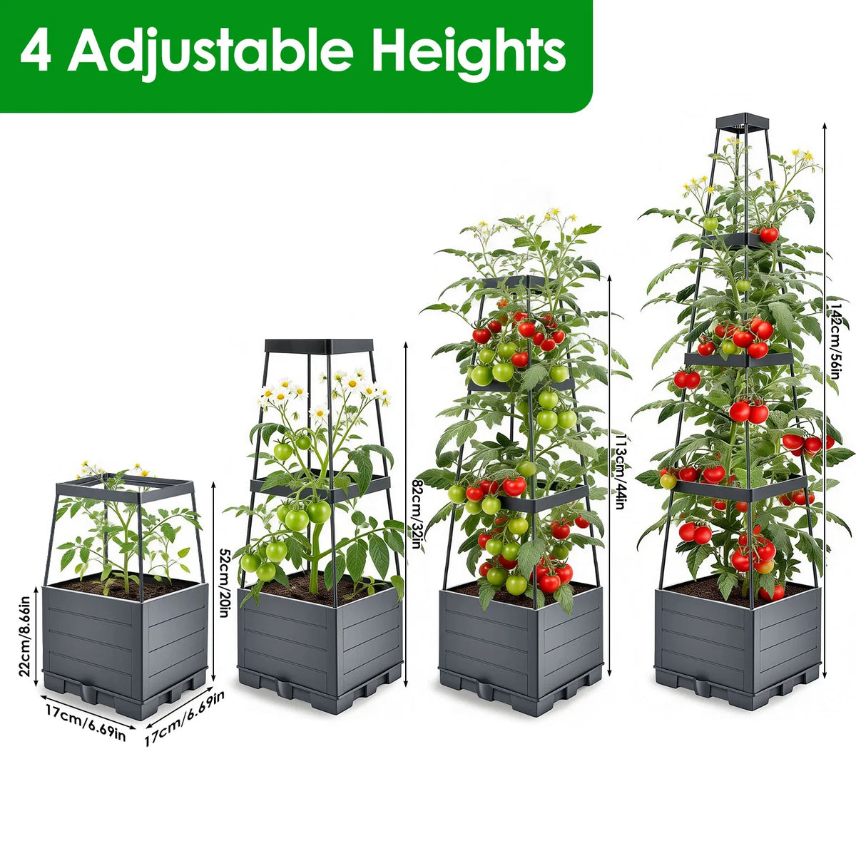 Self-Watering Planter with Trellis, 2 Pack Adjustable