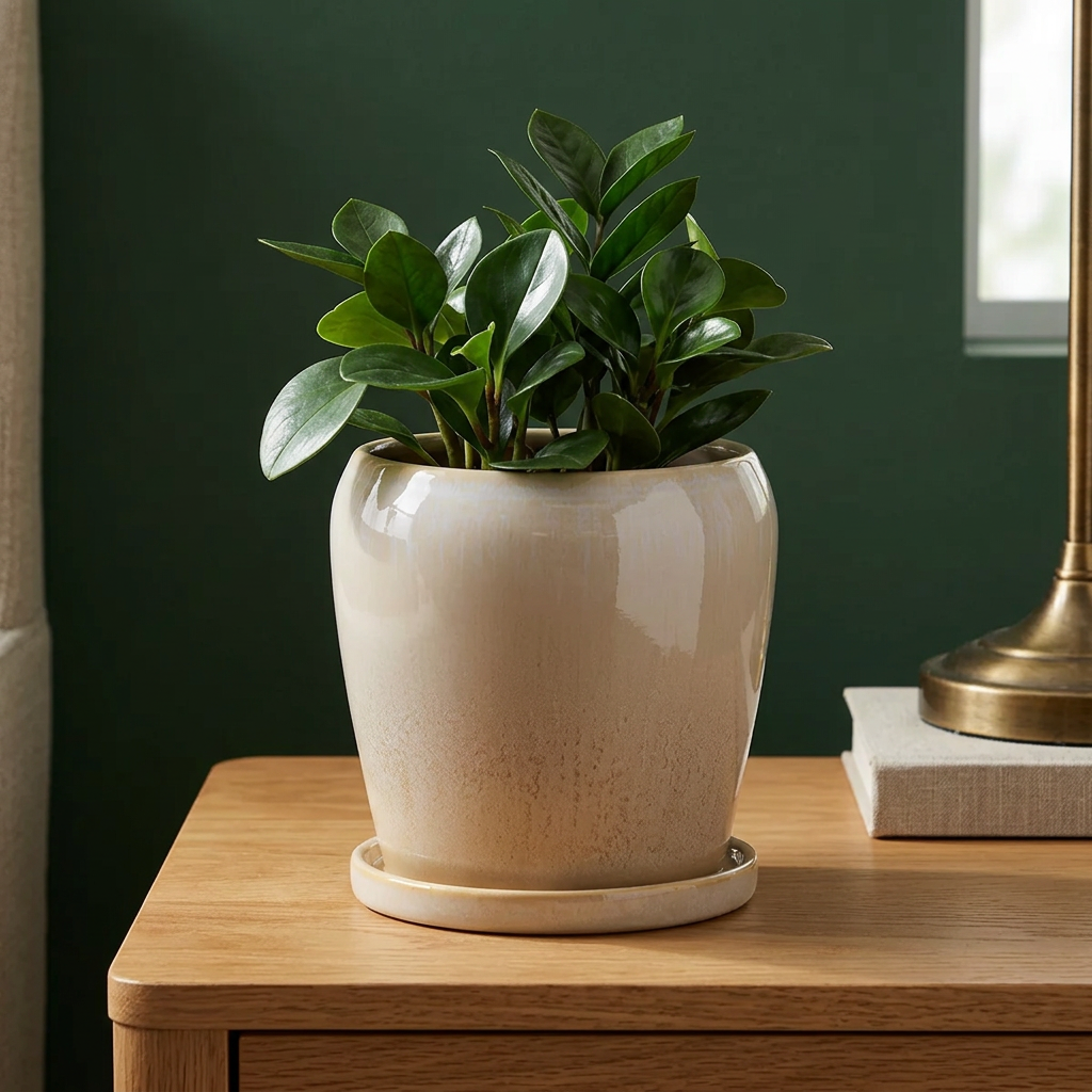 Reactive Glaze Ceramic Planter 8" with Drainage Hole