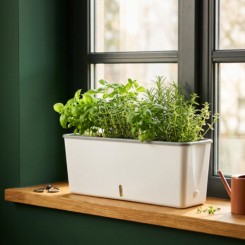 Self-Watering Window Box Planter, Long Rectangular Pot
