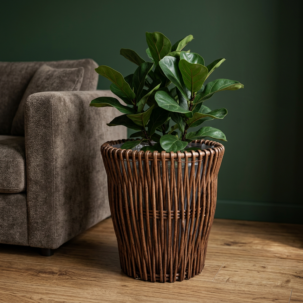 Wicker Planter Basket, Handwoven Willow with Liner