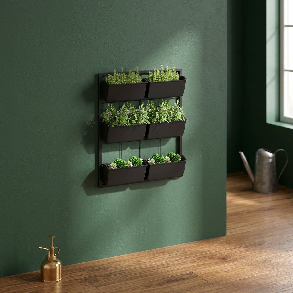 3-Tier Wall Planter with 6 Pots, Black Hanging Garden