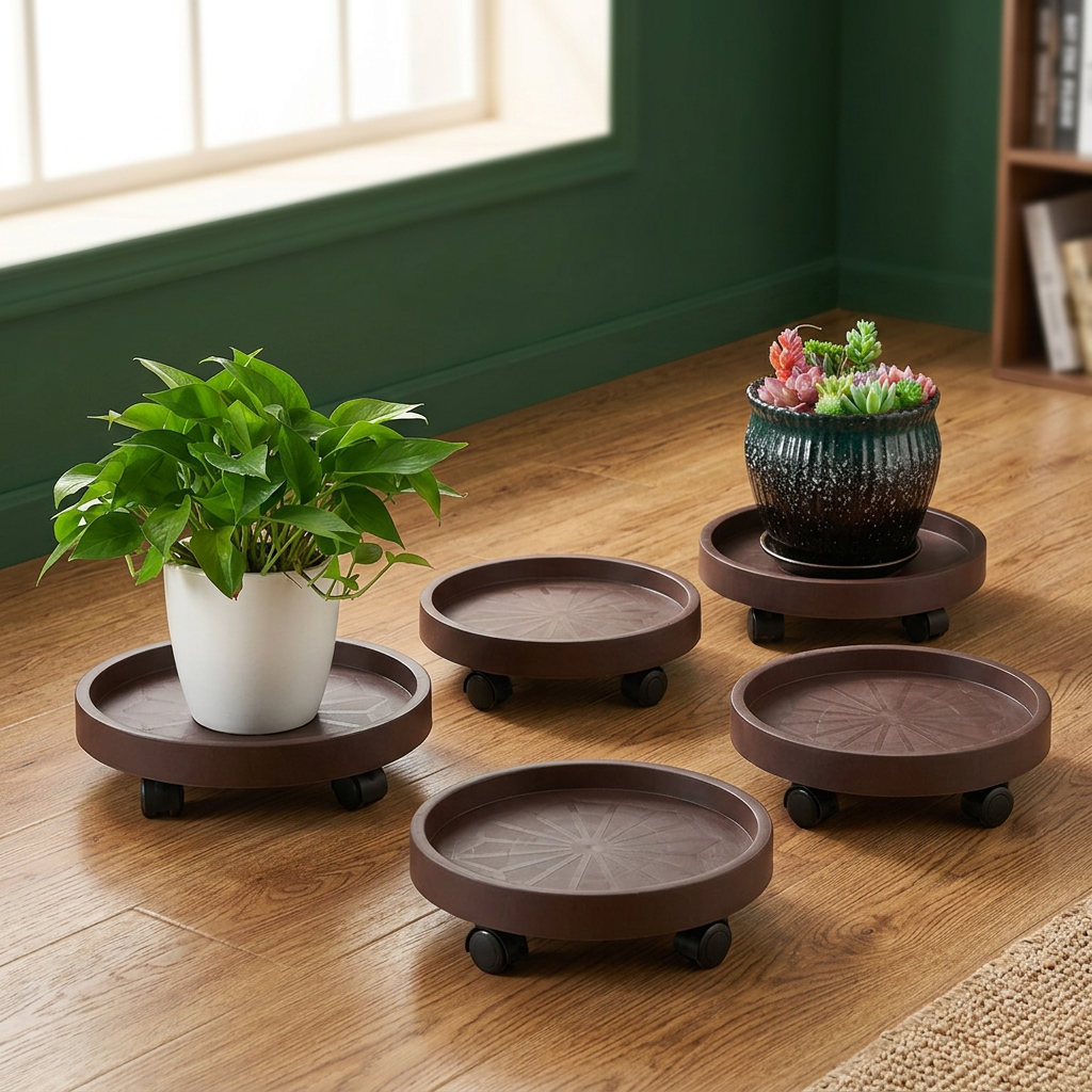 Plant Caddy with Wheels 8 Pack, 12" Rolling Plant Dolly