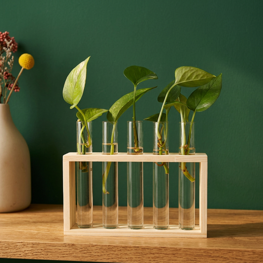 Test Tube Propagation Station, Wood Stand with 5 Tubes