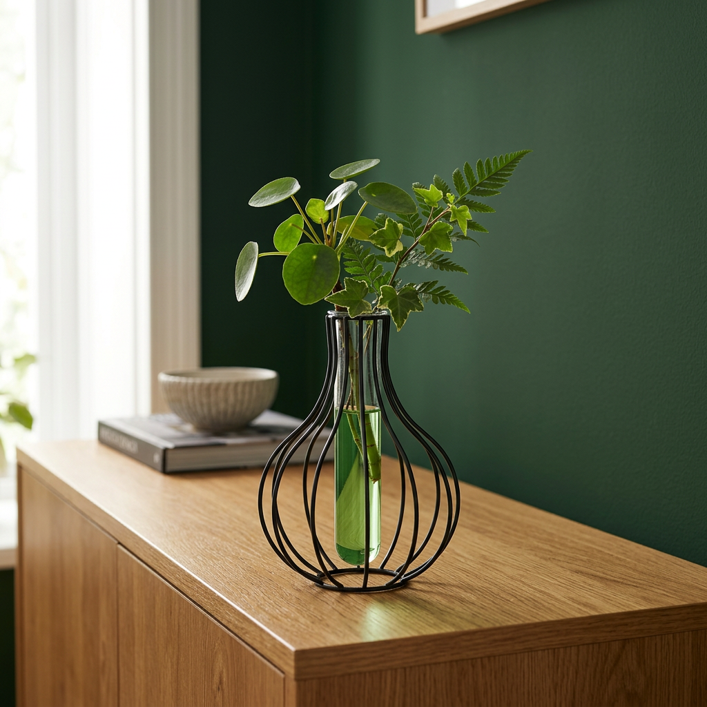 Geometric Test Tube Vase, Metal Frame Propagation Stand