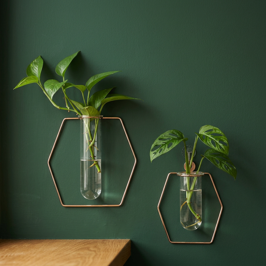 Wall Propagation Station, Gold Geometric Test Tube Vase