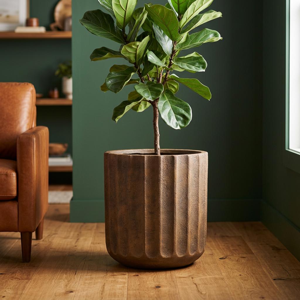 Large Planter 16", Terracotta Look Resin Floor Pot