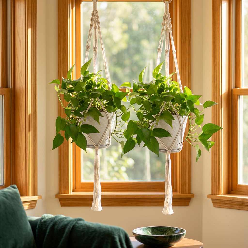 Cotton Rope Plant Hangers 2 Pack, 40" with Ring