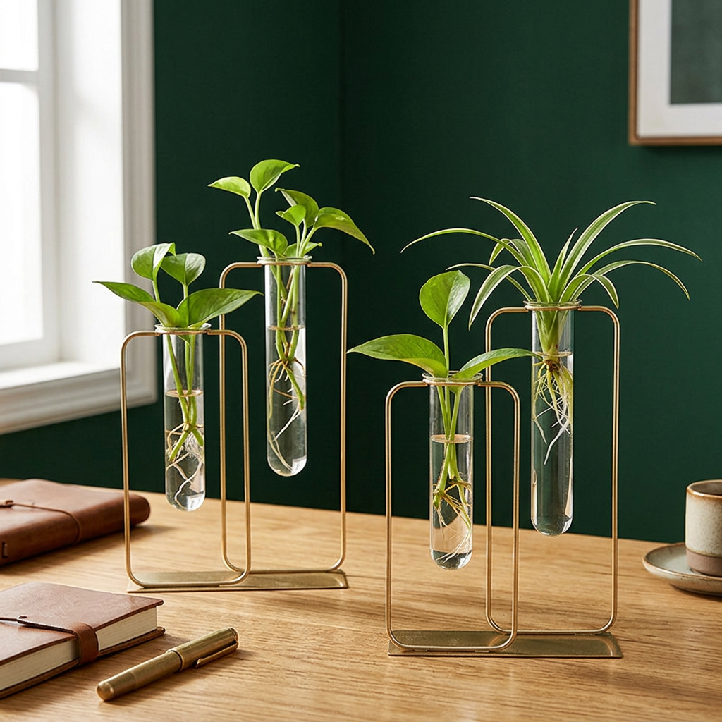 Ferris Wheel Propagation Vase, Gold Test Tube Stand