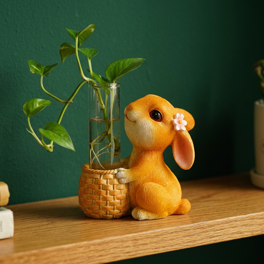 Bunny Propagation Vase, Resin Rabbit with Test Tube
