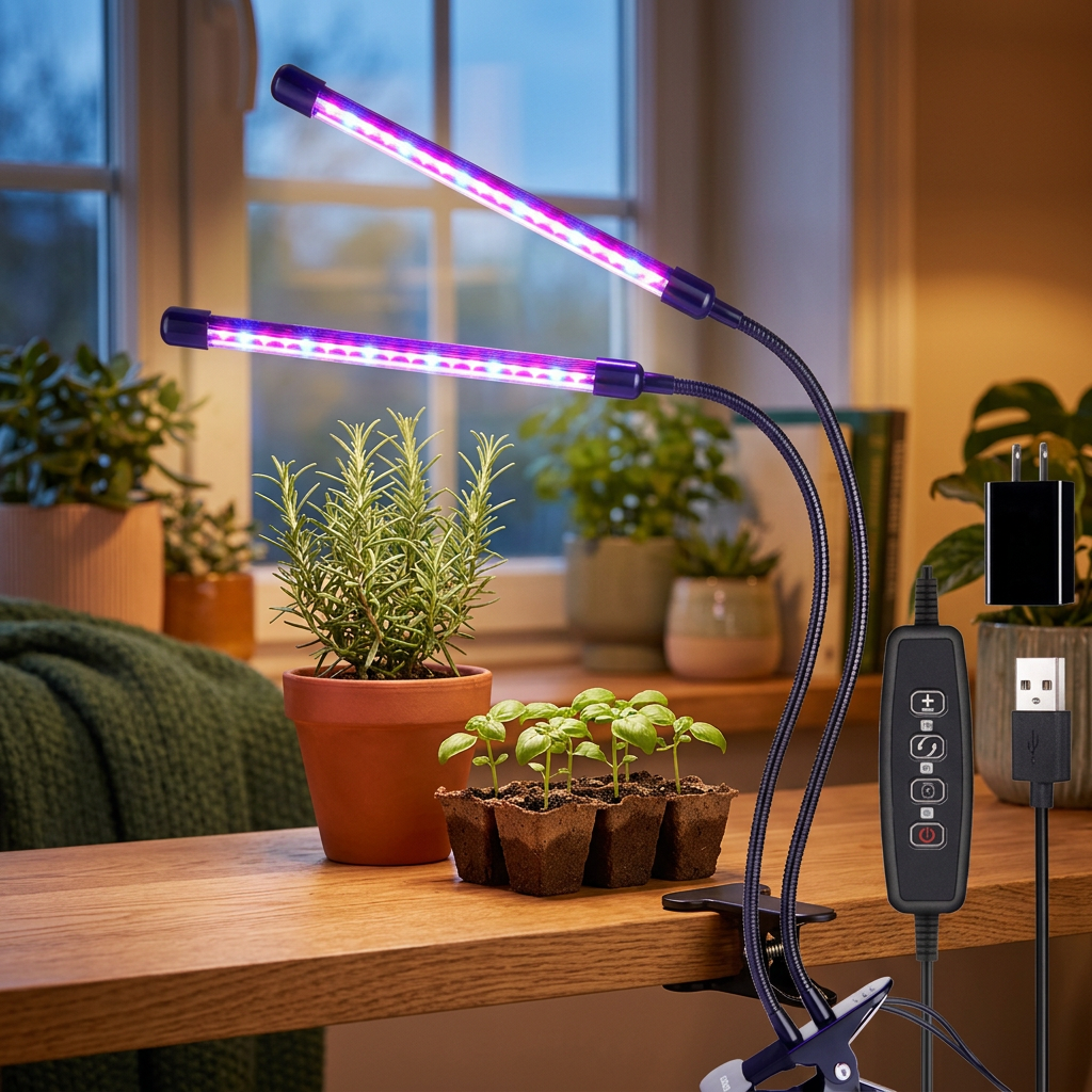 Clip-On Gooseneck Grow Light, USB with Timer
