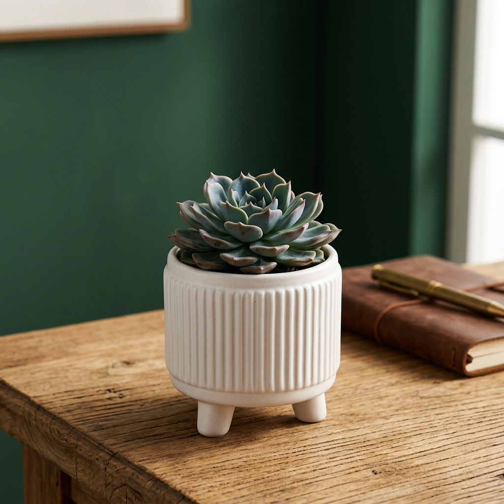 Sunflower Ceramic Succulent Pot, Embossed Nordic