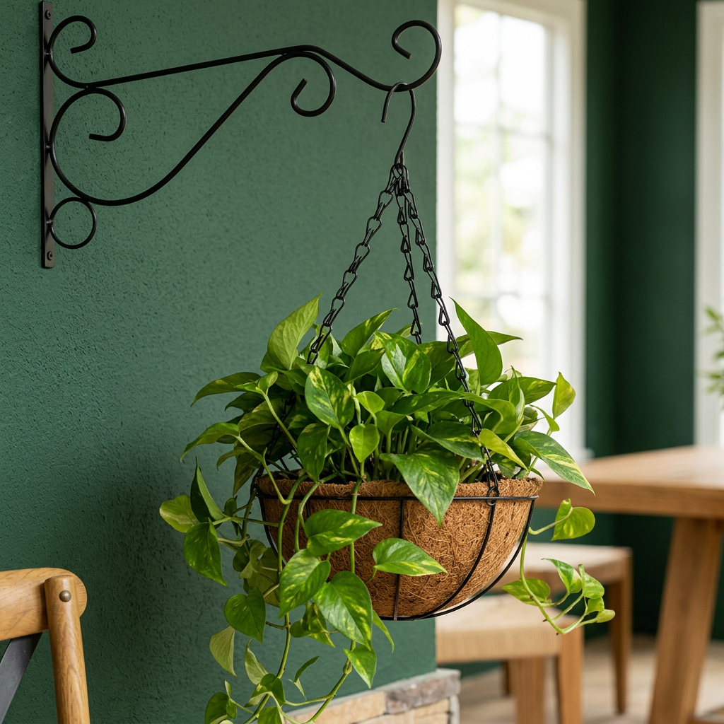Plant Hanger Bracket, Rustic Iron Wall Hook