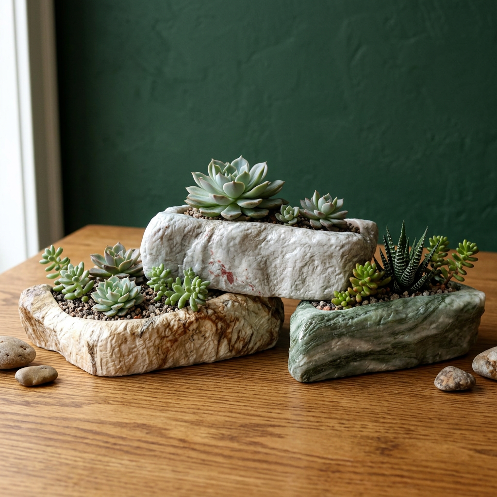 Shallow Succulent Tray Planter, Glazed Ceramic