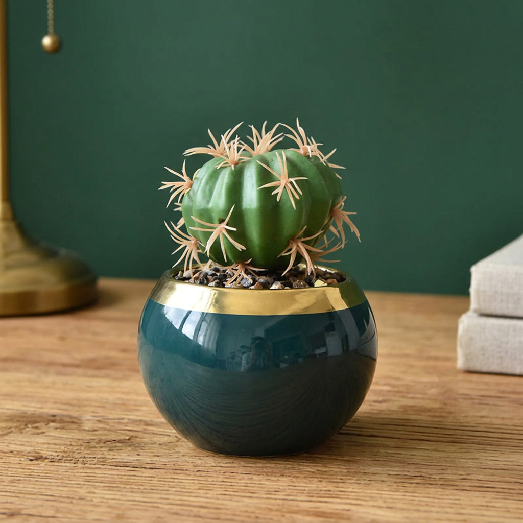 Nordic Ceramic Succulent Pot with Iron Stand Option