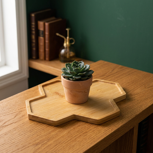 Bamboo Plant Saucer Tray, Round, Square, Hexagon or Oval