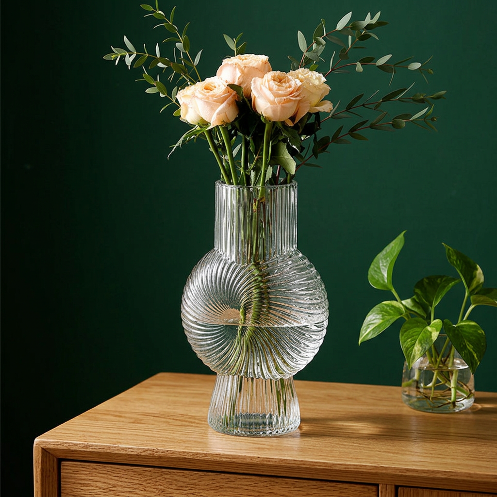 Glass Hydroponic Vase, Sculptural Propagation Vessel