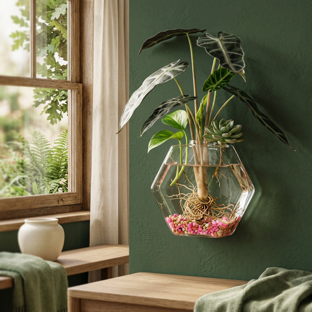 Hanging Glass Propagation Vase, Clear Bubble Shapes