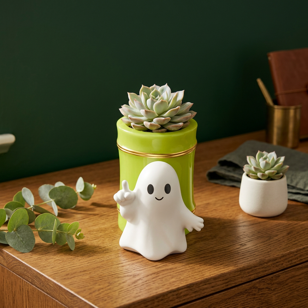 Ghost Planter Cup, Skull Mini Succulent Pot